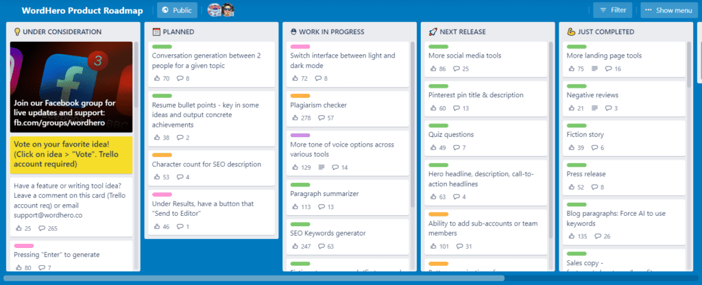 WordHero Roadmap