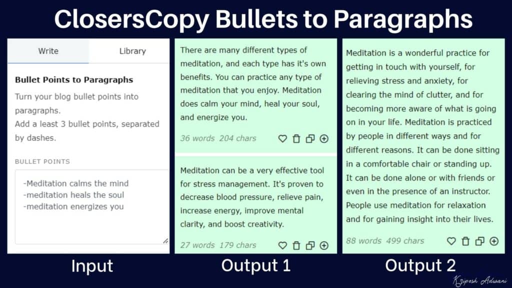 ClosersCopy Bullet Points to Paragraphs