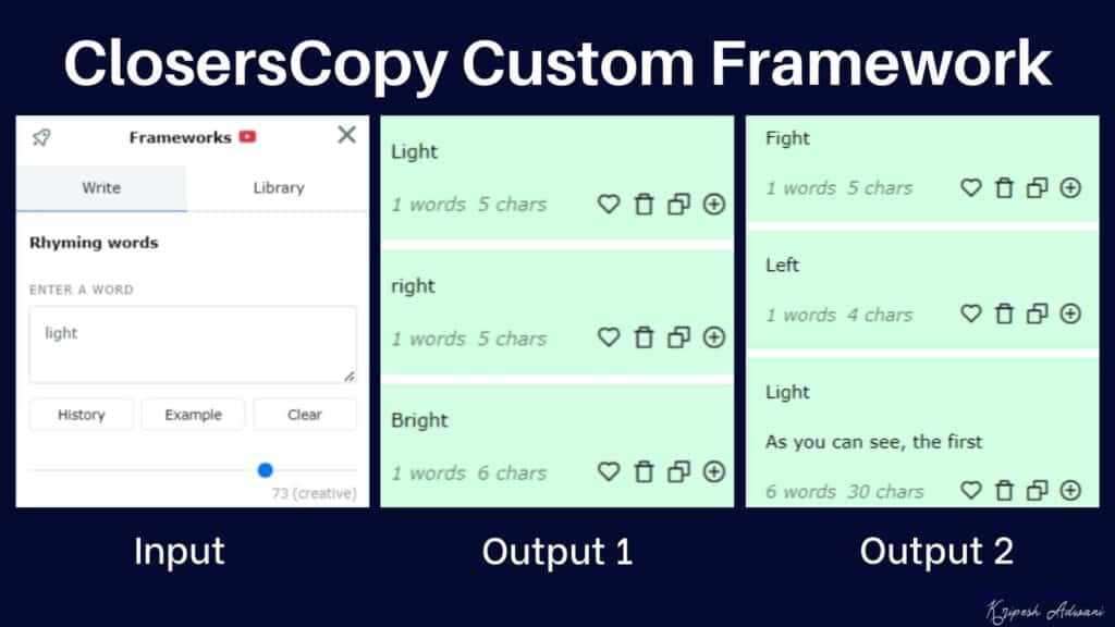 Custom framework generator output