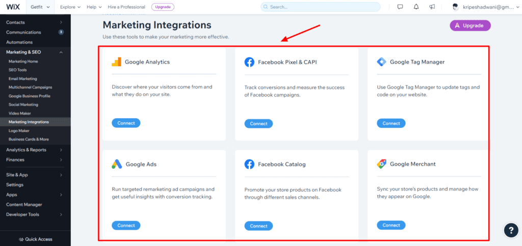 Wix Marketing Integrations
