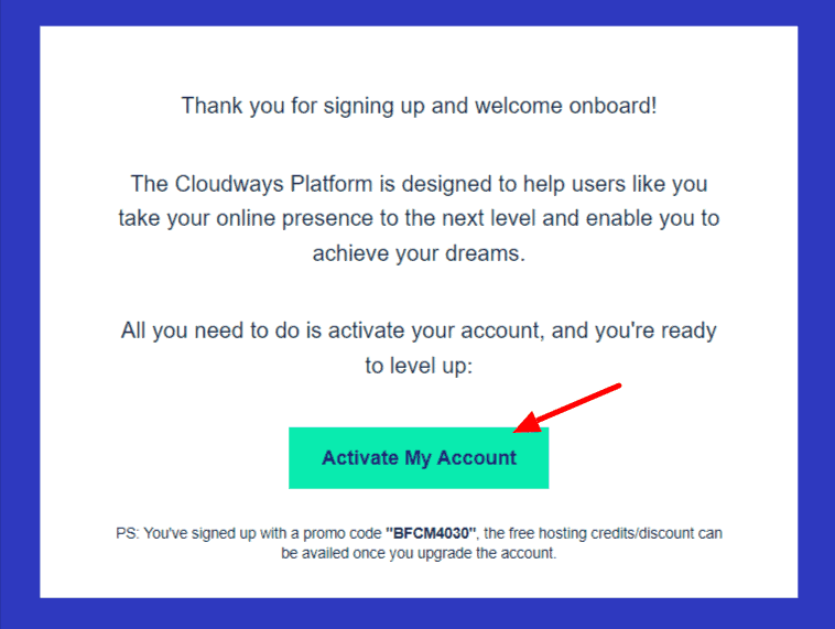 Activate your Cloudways account