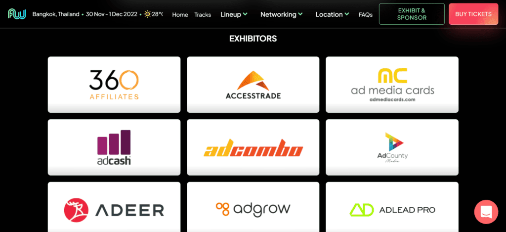 Affiliate World Asia Exhibitors