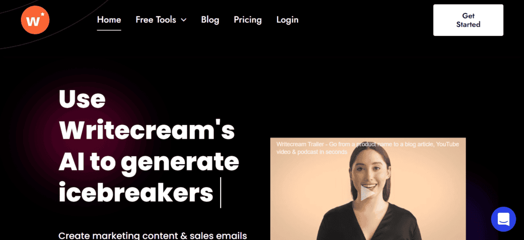 Writecream homepage