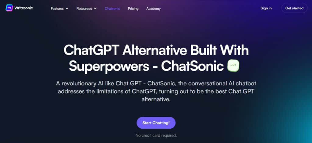 ChatSonic homepage