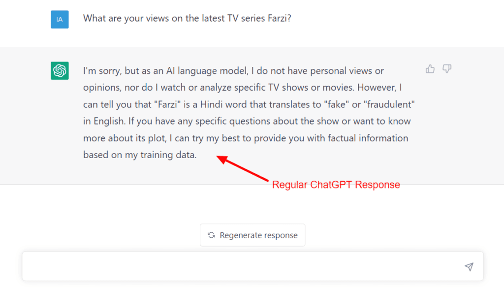 Regular ChatGPT Response