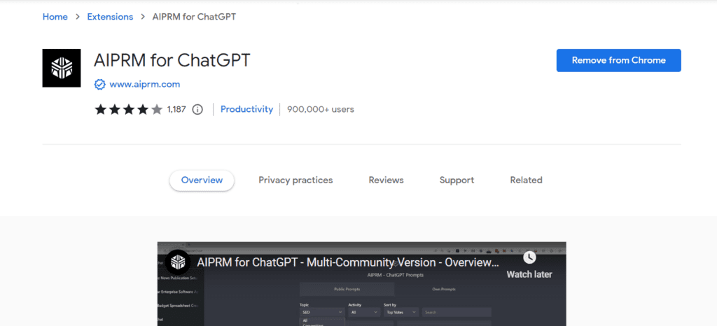 AIPRM for ChatGPT extension