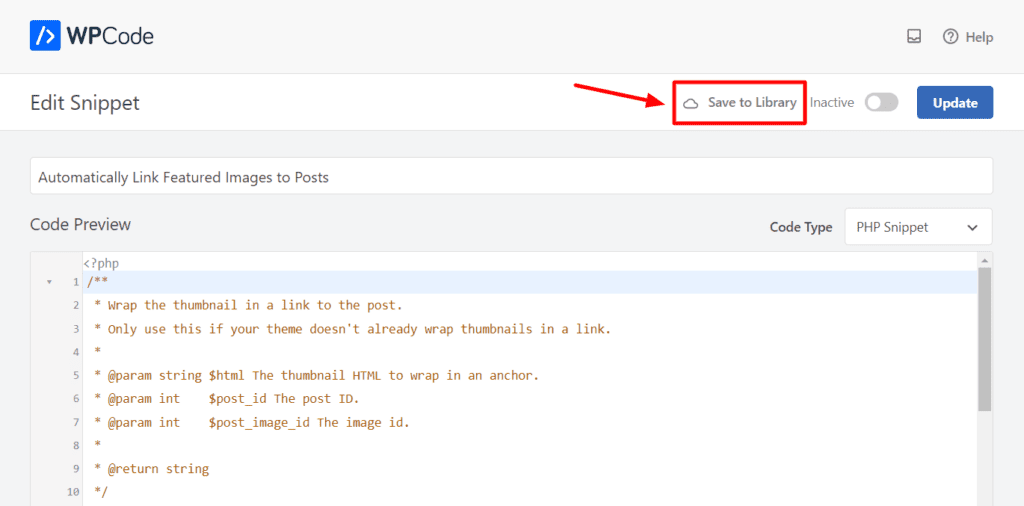 WPCode - Save to Library