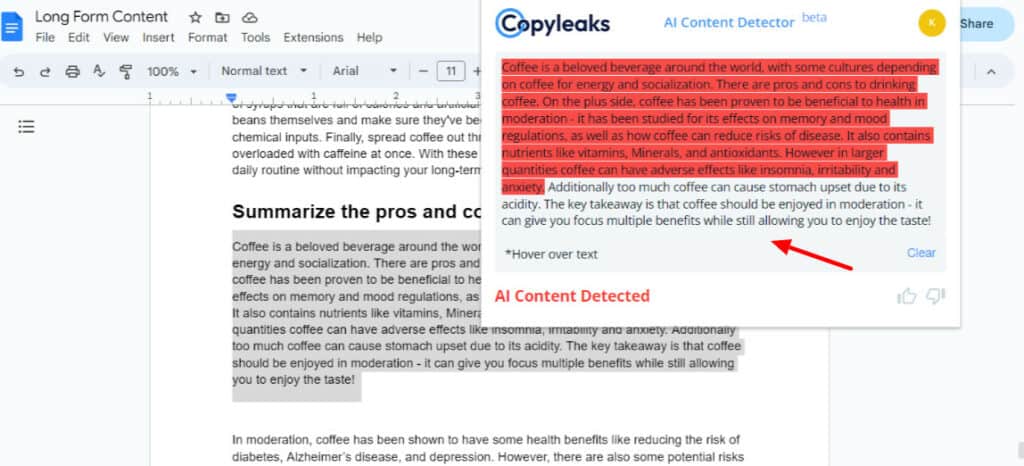 Copyleaks AI detection