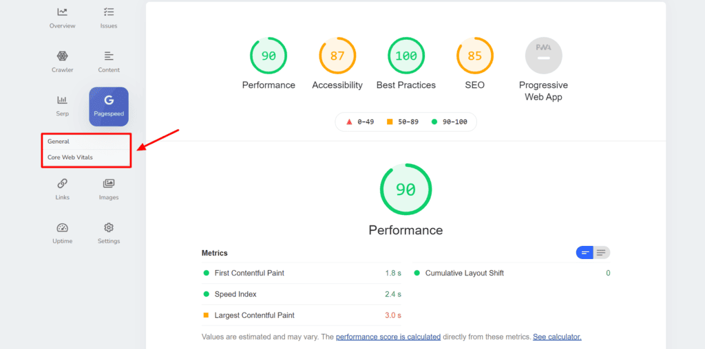 Screpy Pagespeed Score