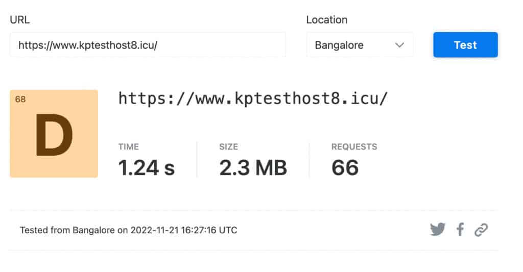 Bluehost speed test - India
