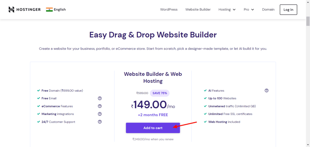 Hostinger Website Builder Pricing