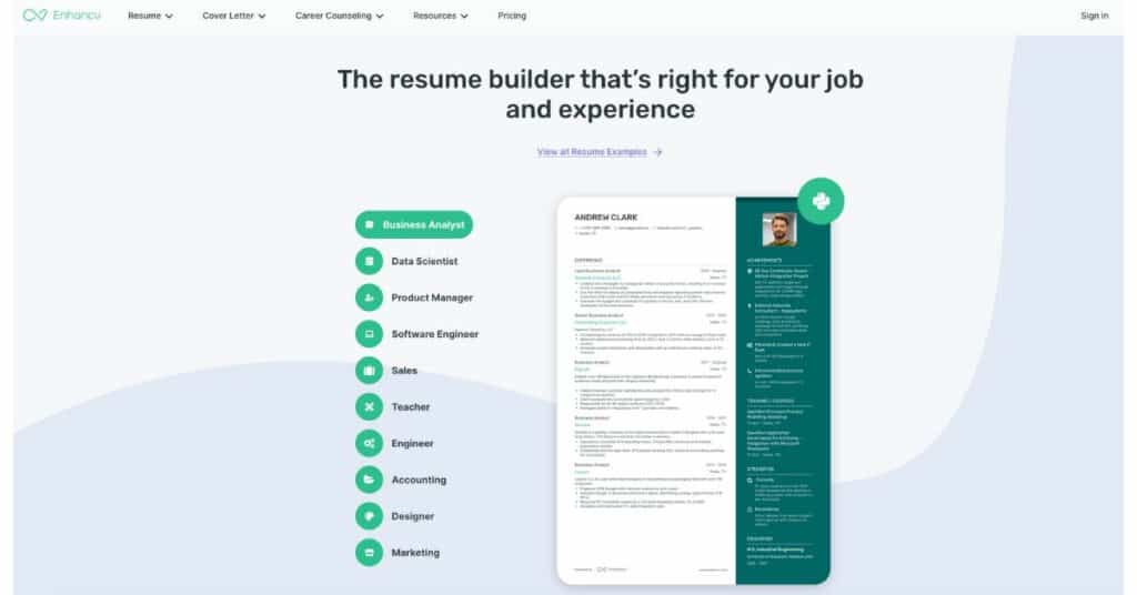 Enhancv Resume Builder