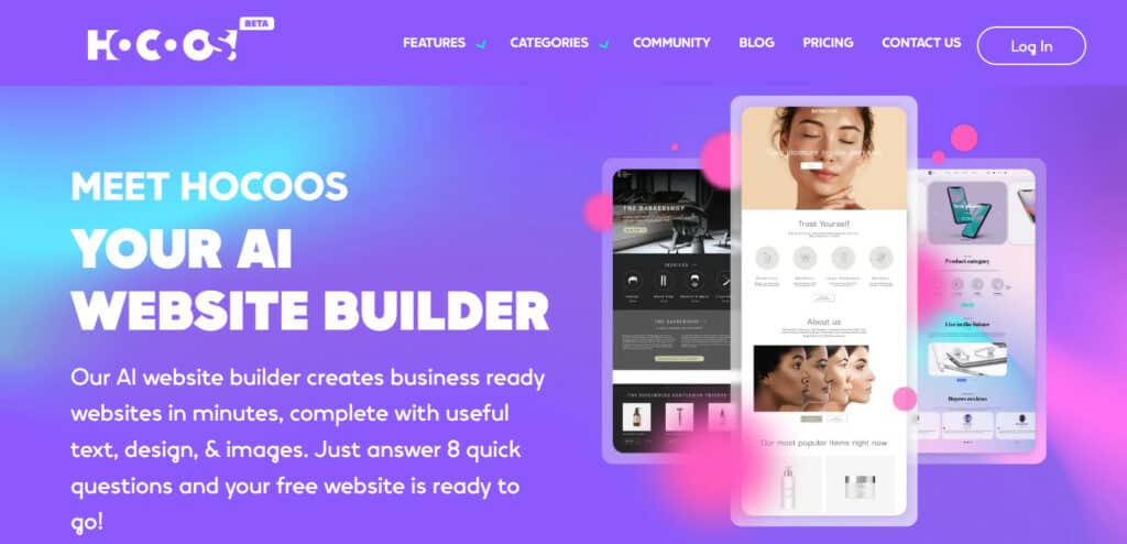 Hocoos AI website builder homepage