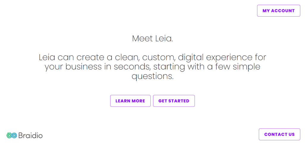 Leia AI website builder homepage