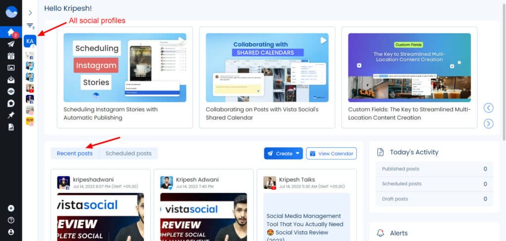 Vista Social dashboard