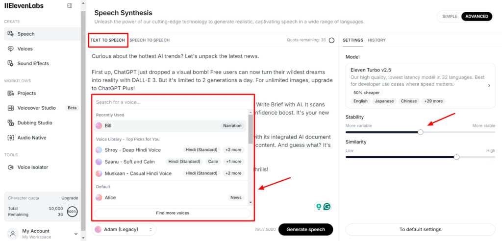 ElevenLabs AI Voice Generation