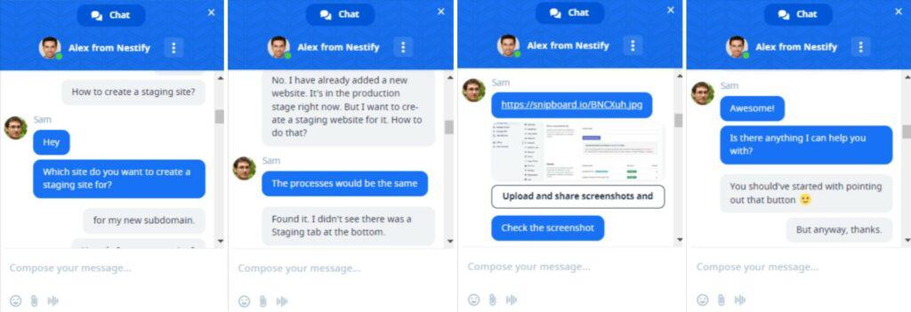 Nestify Live chat support