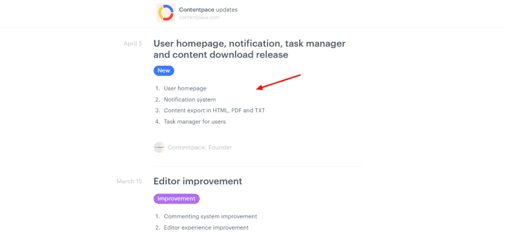 Contentpace feature updates