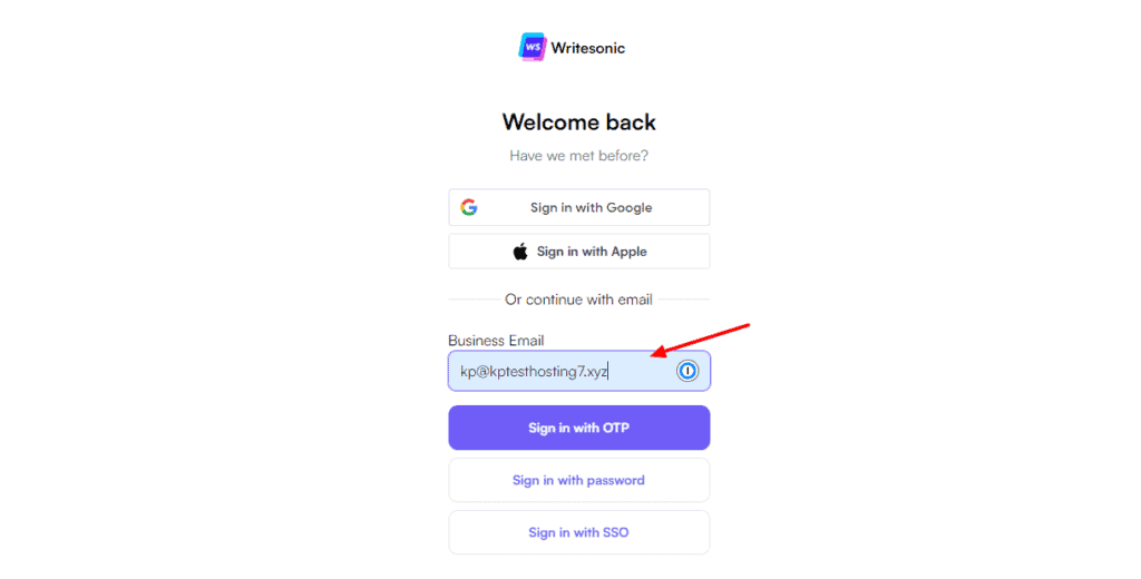 Writesonic sign-in