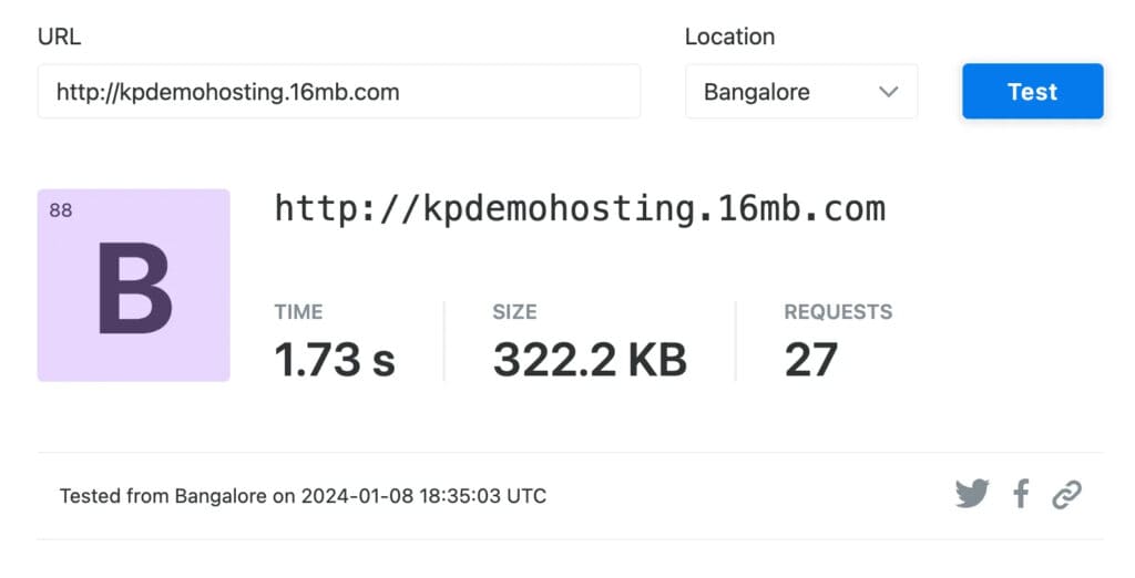 Hostinger Cloud Startup Speeds - India