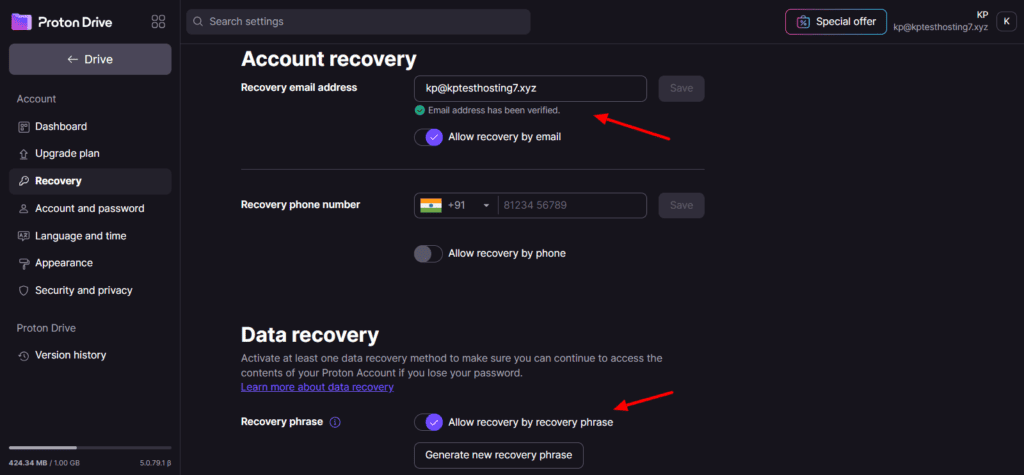 Proton Drive Account Recovery
