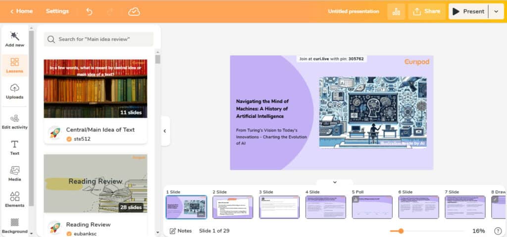 Curipod interface