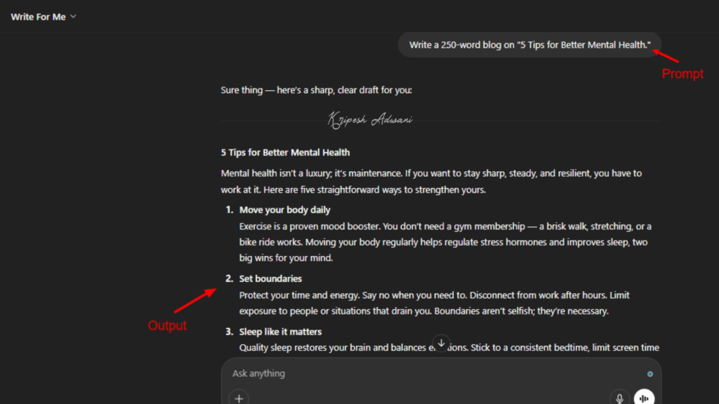 Write for Me Example 1 1