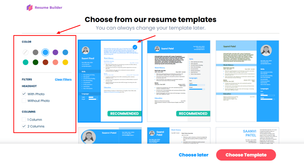 Resume Builder - templates