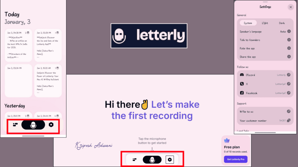 Letterly User Interface