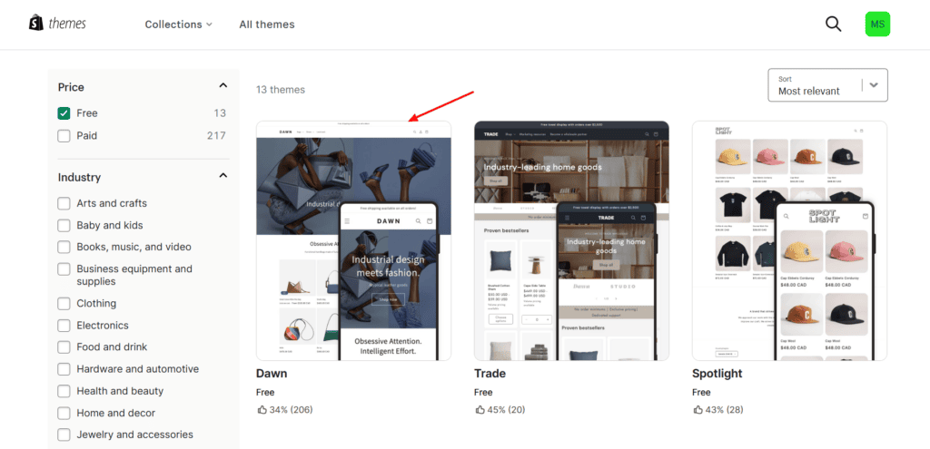 Shopify theme library
