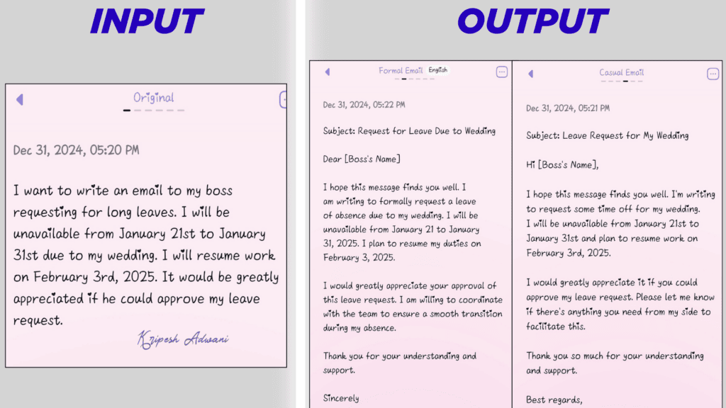 Voice to Email Output