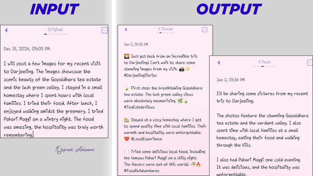 Voice to Twitter Content Output