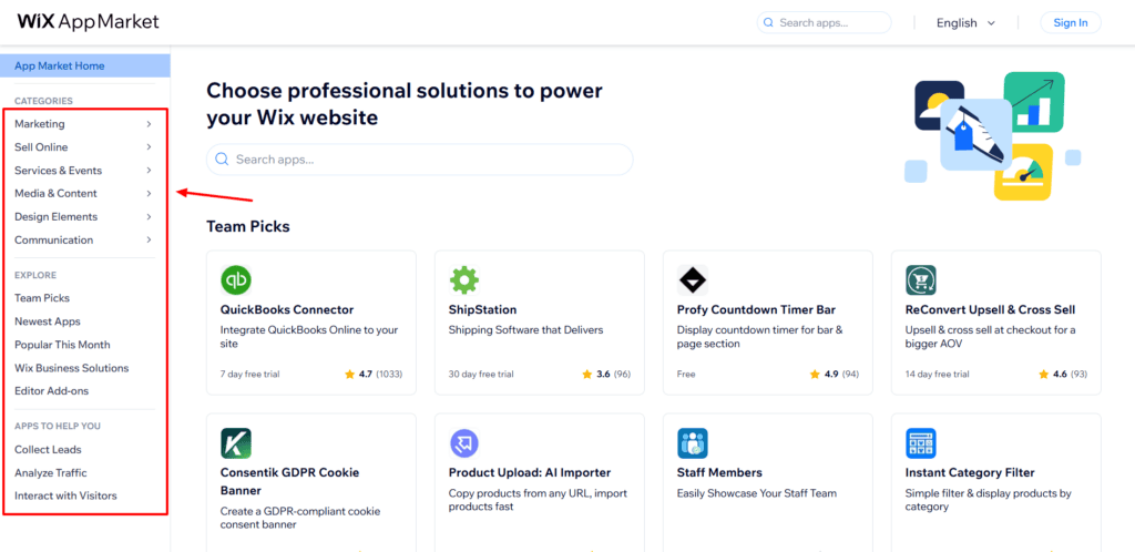 Wix App Market