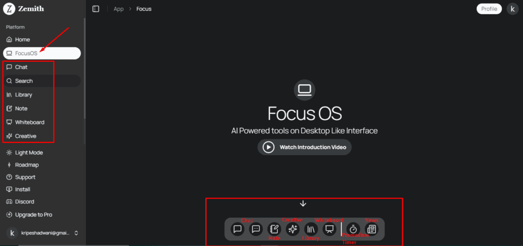 FocusOS dashboard