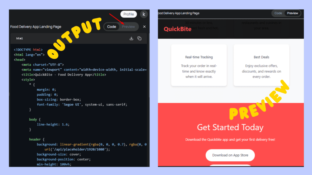 Output vs Website Preview