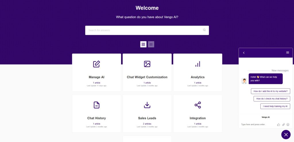 Vengo AI - knowledgebase