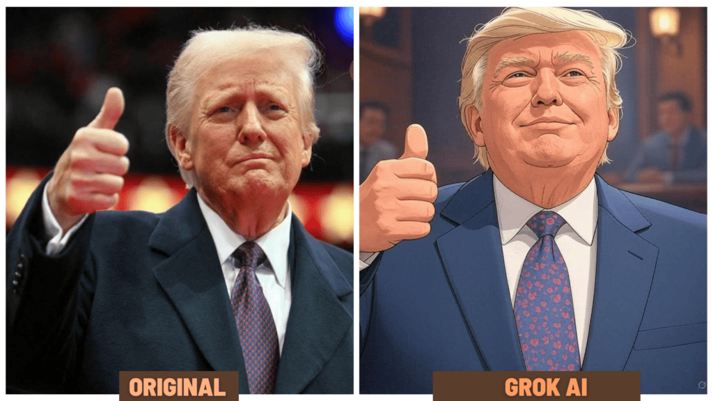 Grok - Ghibli-style Donald Trump image