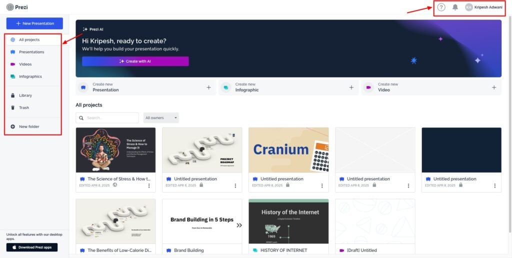 Prezi - user interface