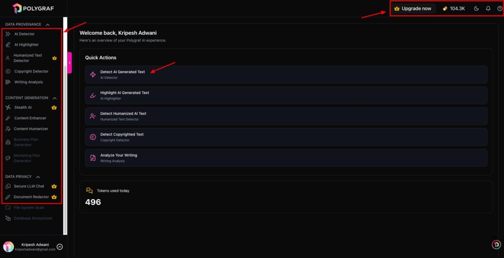 Polygraf AI user interface